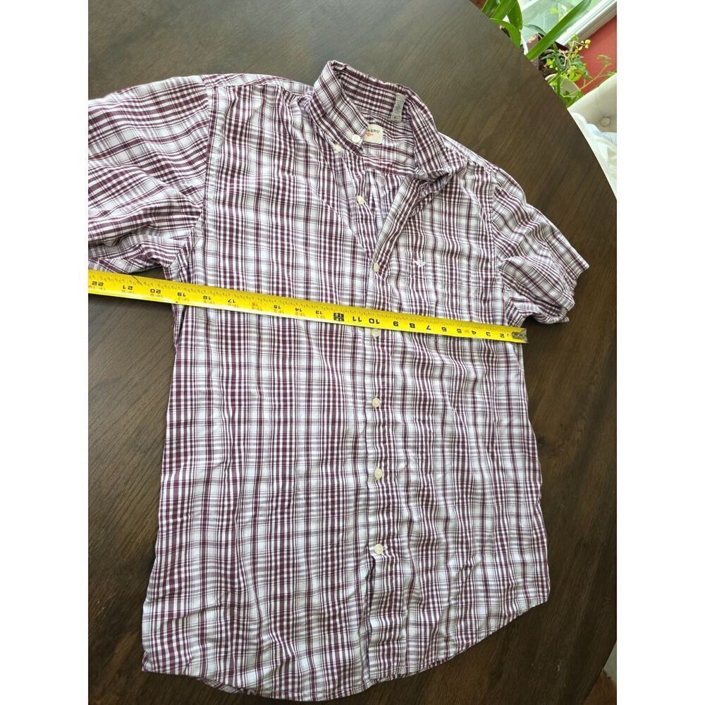 Mens‎ Dockers Short Sleeve Plaid Button-Up Shirt Maroon & White Size M - Picture 12 of 16